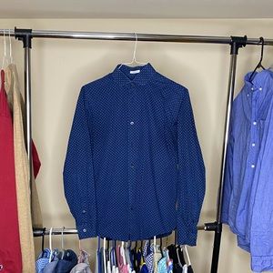 Express Navy Polka Dot Extra Slim Fit Button-down Shirt